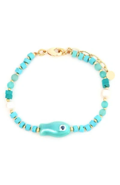 Panacea Turquoise & Freshwater Pearl Bracelet In Blue