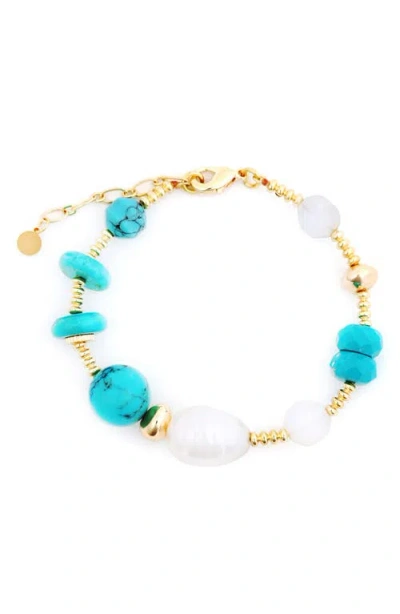 Panacea Turquoise Bead & Freshwater Pearl Bracelet