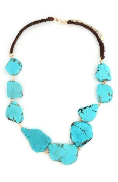 Panacea Turquoise Bead Necklace In Metallic