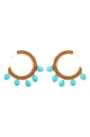 Panacea Turquoise Bead Wrapped Hoop Earrings In Turquoise