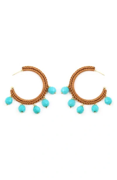 Panacea Turquoise Bead Wrapped Hoop Earrings