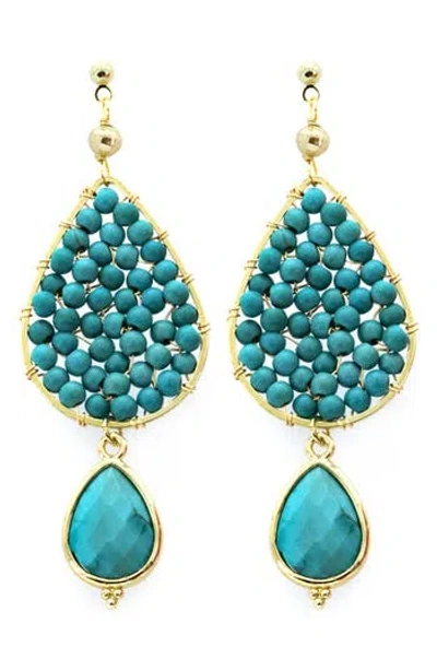 Panacea Turquoise Beaded Drop Earrings In Blue