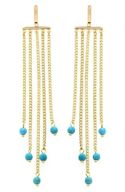 Panacea Turquoise Chain Drop Earrings In Gold