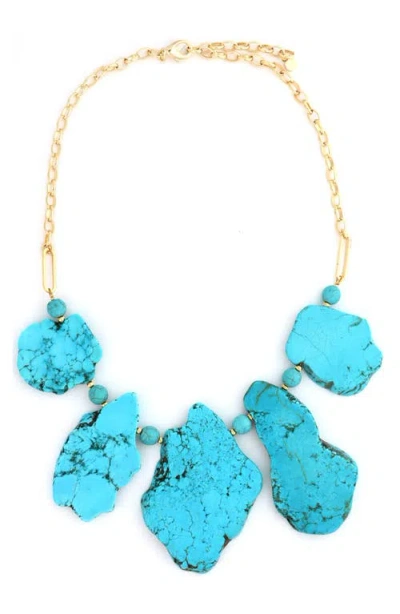 Panacea Turquoise Nugget Statement Necklace In Metallic