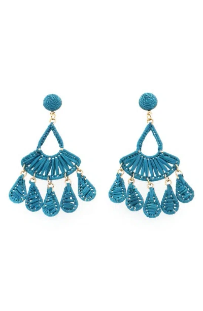 Panacea Turquoise Raffia Drop Earrings In Blue