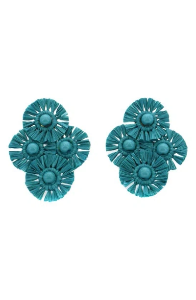 Panacea Turquoise Raffia Stud Earrings In Blue