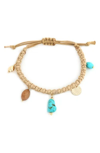 Panacea Turquoise Rope Charm Bracelet In Gold