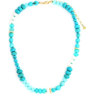 Panacea Turquoise Stone Strand Necklace In Blue