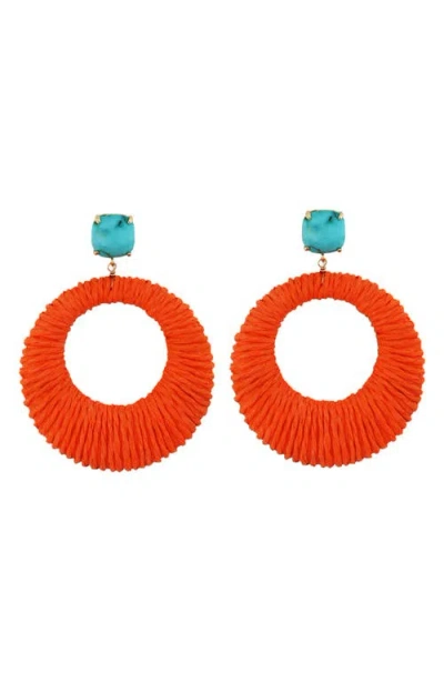 Panacea Turquoise Top Hoop Drop Earrings In Red
