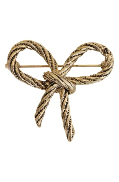 Panacea Twist Bow Brooch In Gold