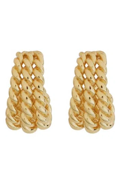 Panacea Twisted Triple Row Hoop Earrings In Gold