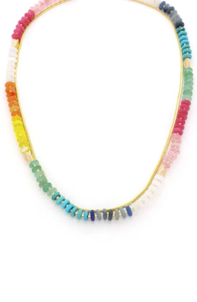 Panacea Two Row Bead & Chain Necklace In Multi