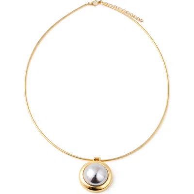 Panacea Two Tone Circle Collar Pendant Necklace In Gold