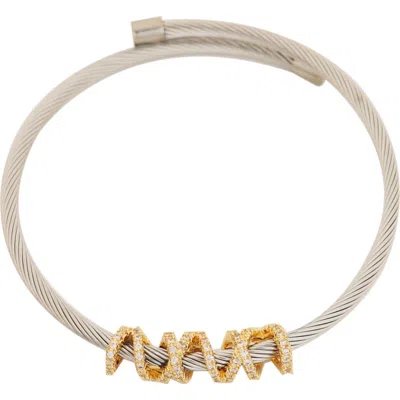 Panacea Two Tone Crystal Cuff In Metallic