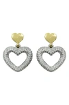 Panacea Two-tone Crystal Heart Drop Earrings