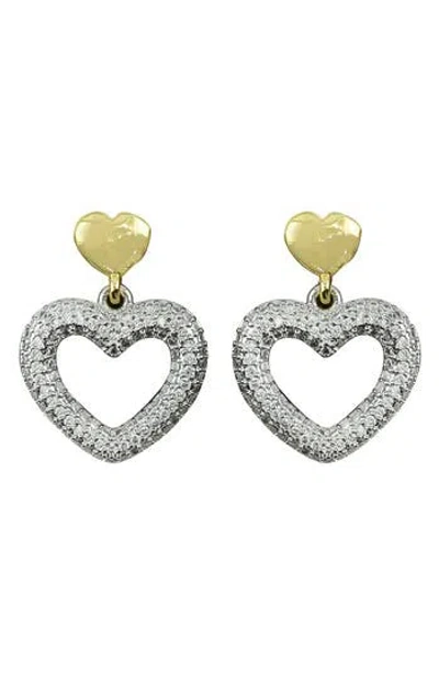 Panacea Two-tone Crystal Heart Drop Earrings