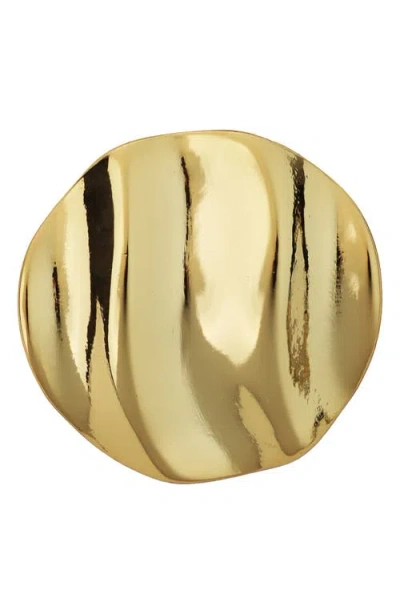 Panacea Wave Circle Brooch In Gold