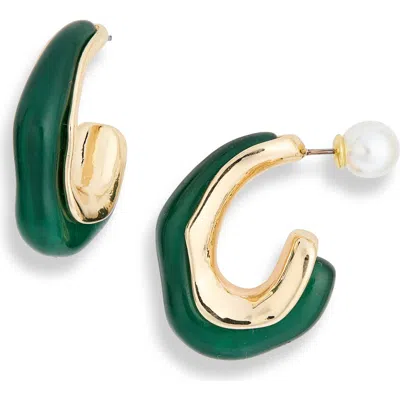 Panacea Wavy Resin Layered Hoop Earrings In Green