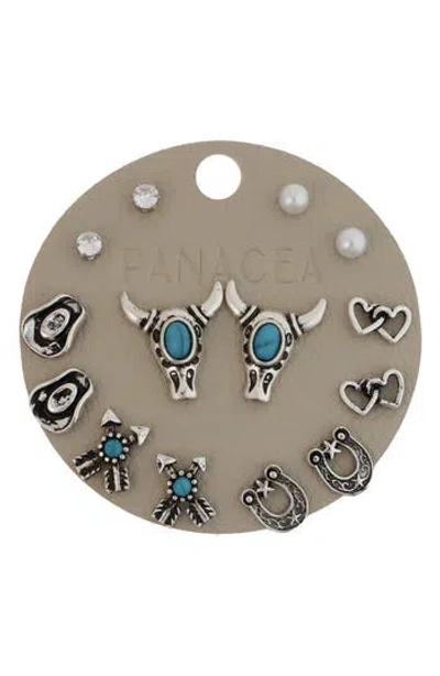 Panacea Western Set Of 7 Assorted Stud Earrings In Metallic