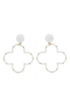 Panacea White Open Clover Drop Earrings In White