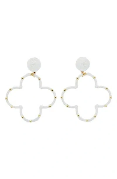 Panacea White Open Clover Drop Earrings