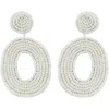 Panacea White Seed Bead Oval Drop Earrings In White