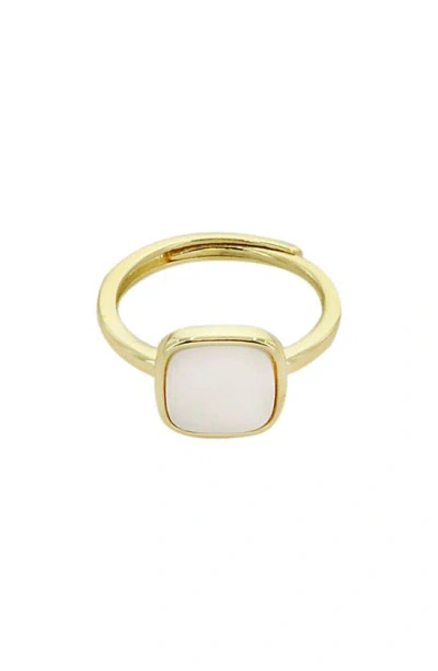 Panacea White Shell Adjustable Ring In Gold