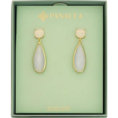 Panacea White Stone Drop Earrings In Gold