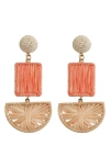Panacea Woven Architectural Statement Earrings In Brown