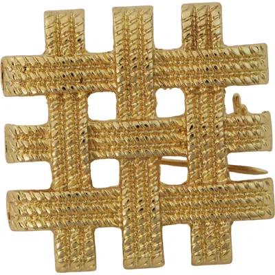 Panacea Woven Grid Brooch In Gold