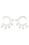 Panacea Wrapped Faux Pearl Charm Hoop Earrings In Metallic