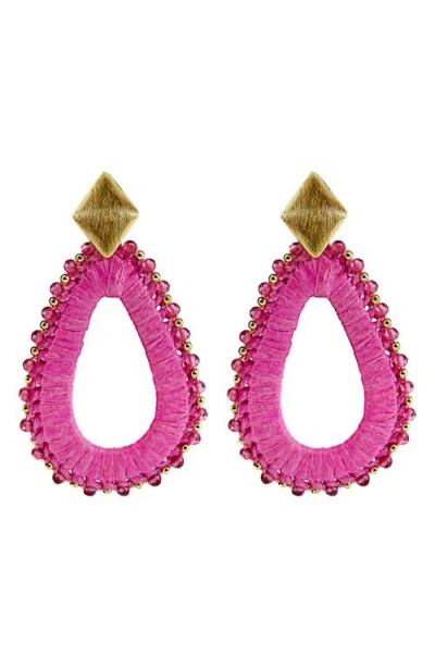 Panacea Wrapped Teardrop Earrings In Pink