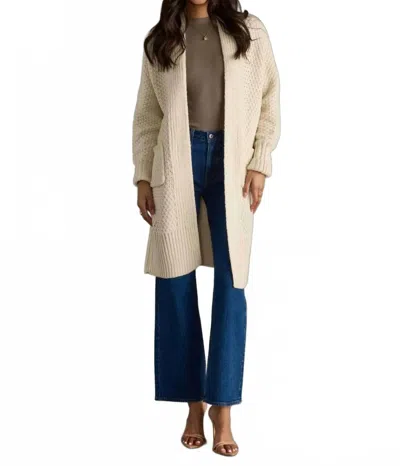 Panache Apparel Aubrey Chunky Knit Open Cardigan In Ivory In Multi