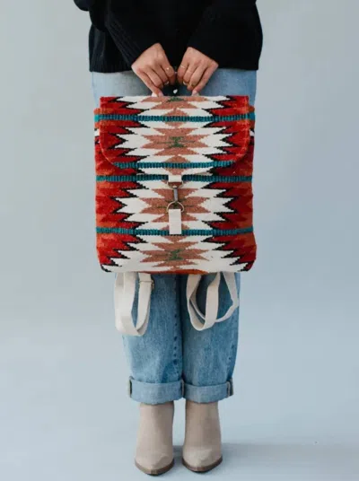 Panache Apparel Aztec Backpack Bag In Red, Orange, And White