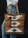 Panache Apparel Aztec Tote Bag In Brown, Rust, And Teal