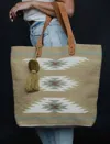 Panache Apparel Aztec Tote Bag In Tan And Light Green