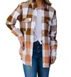 Panache Apparel Bleached Gradient Cotton Plaid Flannel Shacket In Brown Ivory In Multi