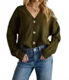 Panache Apparel Button Up Decorative Knit Pattern Cardigan In Olive Green In Green