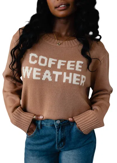 Panache Apparel Coffee Weather Sweater In Brown Cream In Multi