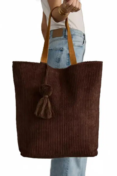 Panache Apparel Corduroy Tote In Brown
