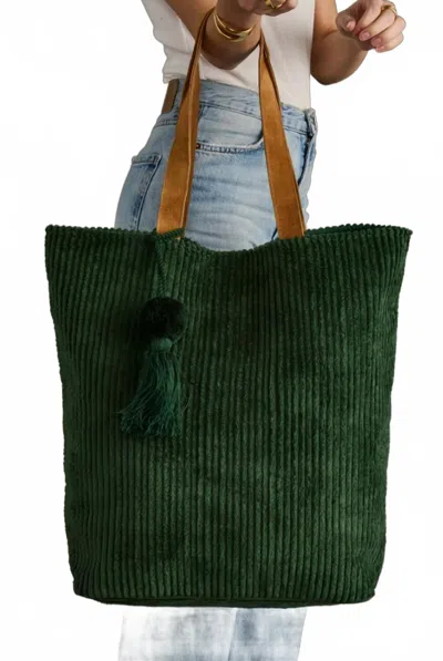 Panache Apparel Corduroy Tote In Green