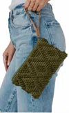 Panache Apparel Diamond Pattern Wristlet In Olive