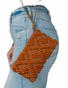 Panache Apparel Diamond Pattern Wristlet In Rust