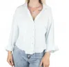 Panache Apparel Gauze Button Up Top In Light Blue In Blue