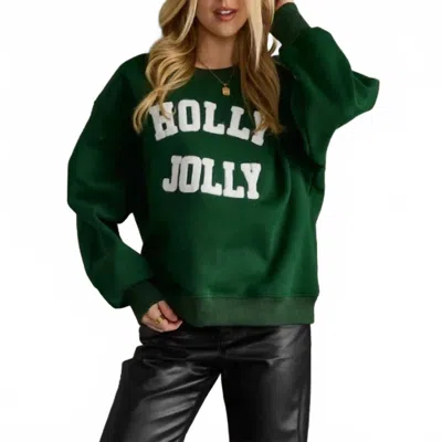 Panache Apparel Holly Jolly Sweatshirt In Green
