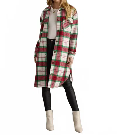 Panache Apparel Holly Plaid Long Shacket In Multi