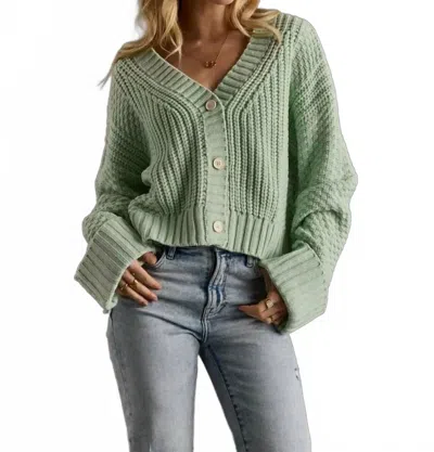 Panache Apparel Knit Cropped Cardigan In Mint In Green