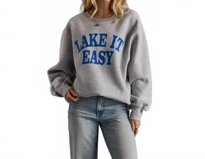 Panache Apparel Lake It Easy Crewneck Sweatshirt In Grey In White