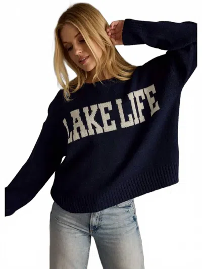 Panache Apparel Lake Life Lightweight Sweater In Navy In Blue