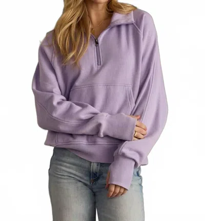Panache Apparel Quarter Zip Sweatshirt In Lavender In Purple